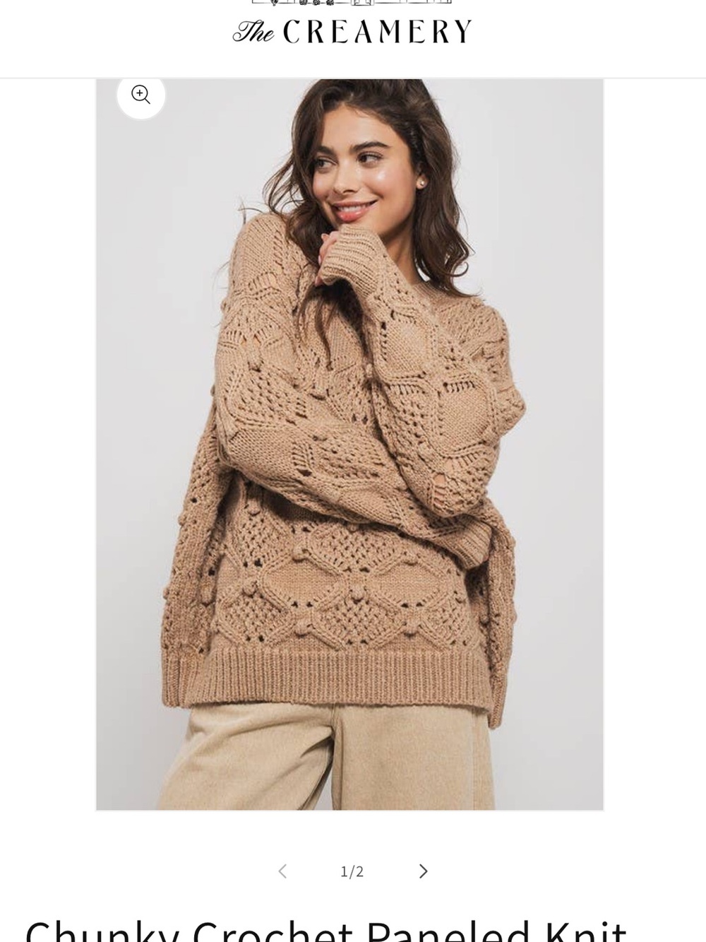 Dreamers by Debut - Chunky Crochet Paneled Knit Sweater - S/M